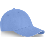6-panel cotton cap, 260 g/m² with buckle light blue colour side view