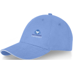 6-panel cotton cap, 260 g/m² with buckle light blue colour transfer printing view