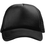 Trucker-style polyester cap with mesh, 100 g/m² black colour second front view