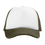 Trucker-style polyester cap with mesh, 100 g/m² forest green colour second front view
