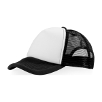 Trucker-style polyester cap with mesh, 100 g/m² white/black colour