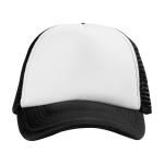Trucker-style polyester cap with mesh, 100 g/m² white/black colour