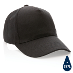 Branded recycled cotton cap, 280 g/m2 black colour