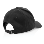 Branded recycled cotton cap, 280 g/m2 black colour
