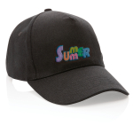 Branded recycled cotton cap, 280 g/m2 black colour