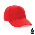 Branded recycled cotton cap, 280 g/m2 red colour
