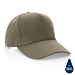 Branded recycled cotton cap, 280 g/m2 military green colour