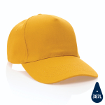 Branded recycled cotton cap, 280 g/m2 dark yellow colour