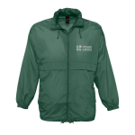 Waterproof unisex windbreaker, 210 g/m2, SOL'S Surf dark green colour view with print area