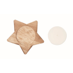 Vanilla scented candle with star-shaped holder, winter events wood colour third view