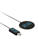 Magnetic wireless phone charger device for fast charging black colour view with print area