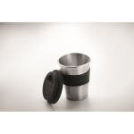 Coffee travel cup, stainless steel, silicone band & logo, 350 ml black colour sixth photographic view