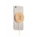 Magnetic wireless phone charger made from natural bamboo wood wood colour fifth main view