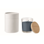 Vanilla scented branded candle in a glass for gifting second view
