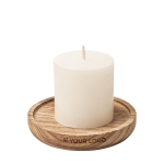 Poplar wood candle holder with candle for promotions wood colour view with print area