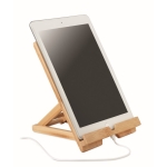Foldable tablet or smartphone stand made of bamboo wood colour second view