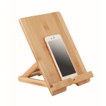 Foldable tablet or smartphone stand made of bamboo wood colour third view