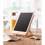Foldable tablet or smartphone stand made of bamboo wood colour third ambient view