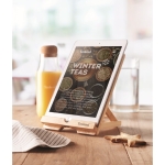 Foldable tablet or smartphone stand made of bamboo wood colour third ambient view 2