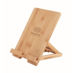 Foldable tablet or smartphone stand made of bamboo wood colour main view
