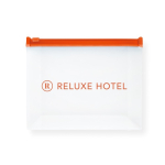 Airtight plastic toiletry bag with coloured zipper orange colour