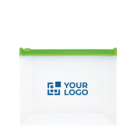 Airtight plastic toiletry bag with coloured zipper main view