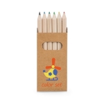 Printable box of 6 coloured pencils, Essential brown colour image with logo 2