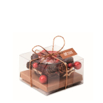 Glass candle holder with Christmas decorations red colour view with print area