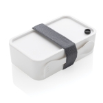 Promotional plastic lunchbox with divider and cutlery, 1.2 L white colour