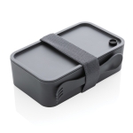 Promotional plastic lunchbox with divider and cutlery, 1.2 L graphite colour