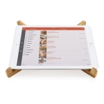 Bamboo laptop and tablet stand in individual pouch wood colour