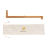 Bamboo laptop and tablet stand in individual pouch wood colour