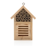 Small insect hotel made of wood, suitable for bees wood colour