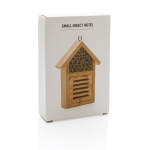 Small insect hotel made of wood, suitable for bees wood colour