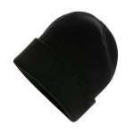 Sustainable promotional beanies from recycled material black colour third view
