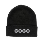 Sustainable promotional beanies from recycled material black colour