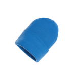 Sustainable promotional beanies from recycled material cyan blue colour