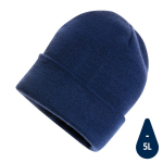 Sustainable promotional beanies from recycled material navy-blue colour