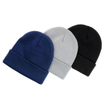 Sustainable promotional beanies from recycled material navy-blue colour