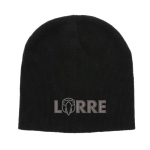 Eco winter hats with logo patch and classic design black colour