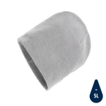 Eco winter hats with logo patch and classic design light grey colour