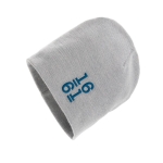 Eco winter hats with logo patch and classic design light grey colour