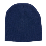 Eco winter hats with logo patch and classic design navy-blue colour second view