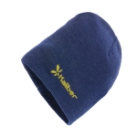 Eco winter hats with logo patch and classic design navy-blue colour
