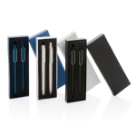 Pen set with metallic finish, blue ink black colour