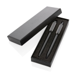 Pen set with metallic finish, blue ink black colour