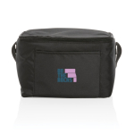 Recycled branded cooler bags for 6 cans black colour view with logo