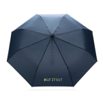Foldable recycled plastic umbrella in bright colours, Ø95 cm navy-blue colour view with logo