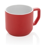 Promotional ceramic mug with modern design, 350 ml red colour