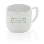 Promotional ceramic mug with modern design, 350 ml white colour